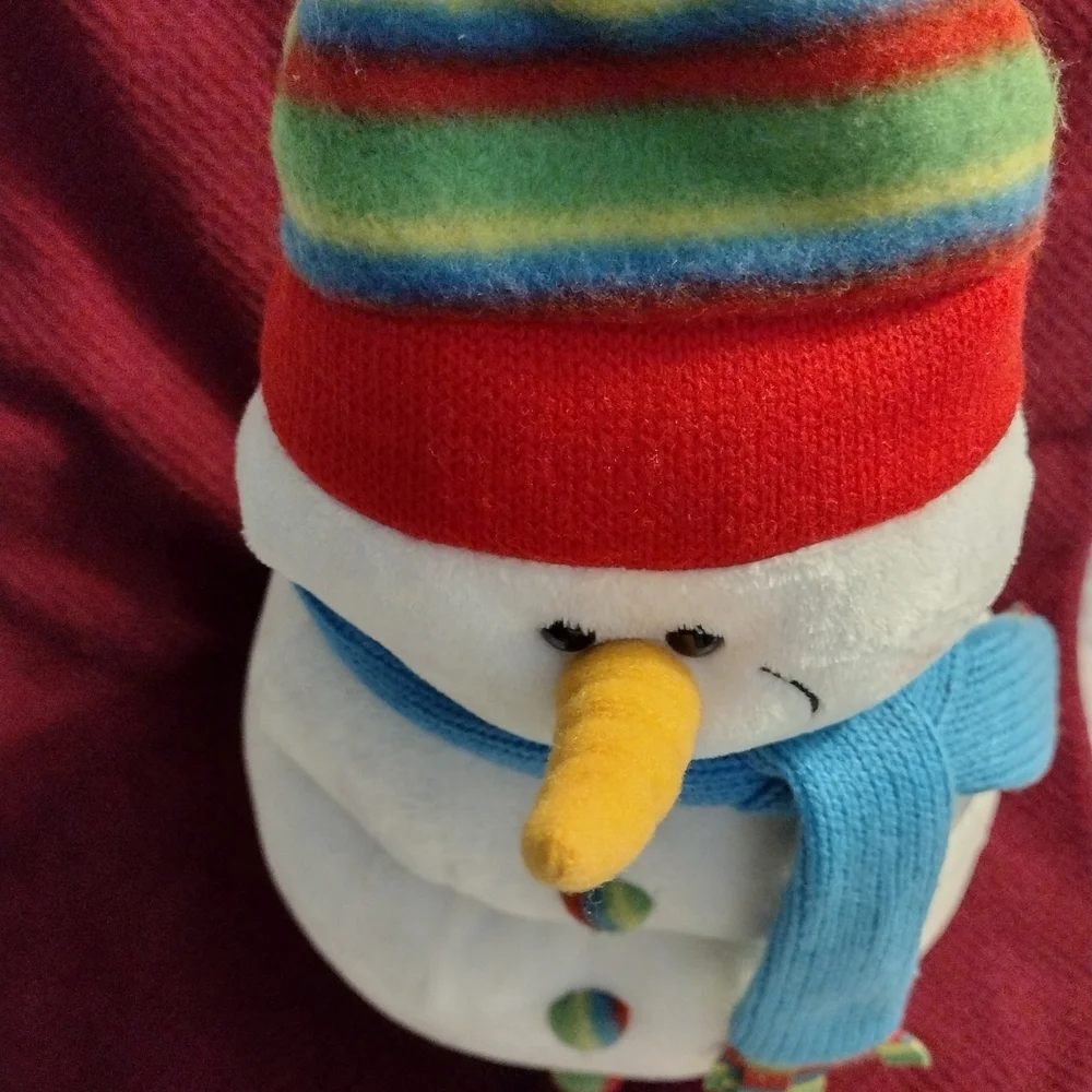Festive Snowman Plush with Colorful Hat and Scarf - Picture 9 of 12